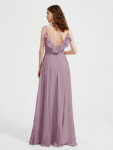 Spaghetti Bretelles Col En V Robes Avec Fente Vintage Mauve