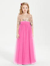 Robe Étincelante de Demoiselle d'Honneur Junior Top en Paillettes Azalée