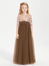 Robe Étincelante de Demoiselle d'Honneur Junior Top en Paillettes Brun