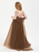 Robe Étincelante de Demoiselle d'Honneur Junior Top en Paillettes Brun