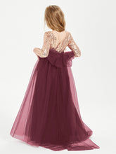 Robe Étincelante de Demoiselle d'Honneur Junior Top en Paillettes Cabernet