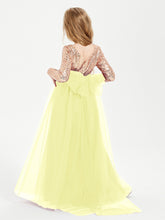 Robe Étincelante de Demoiselle d'Honneur Junior Top en Paillettes Jonquille