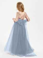 Robe Étincelante de Demoiselle d'Honneur Junior Top en Paillettes Bleu Poudré