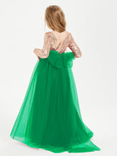 Robe Étincelante de Demoiselle d'Honneur Junior Top en Paillettes Emeraude