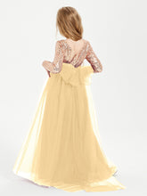 Robe Étincelante de Demoiselle d'Honneur Junior Top en Paillettes Or