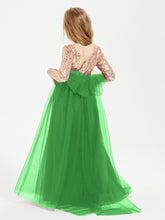 Robe Étincelante de Demoiselle d'Honneur Junior Top en Paillettes Vert