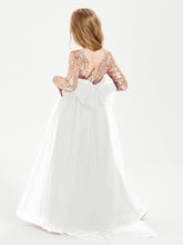 Robe Étincelante de Demoiselle d'Honneur Junior Top en Paillettes Ivoire