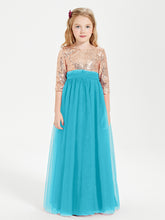 Robe Étincelante de Demoiselle d'Honneur Junior Top en Paillettes Jade