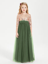 Robe Étincelante de Demoiselle d'Honneur Junior Top en Paillettes Olive Verte
