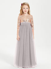 Robe Étincelante de Demoiselle d'Honneur Junior Top en Paillettes Argent