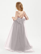 Robe Étincelante de Demoiselle d'Honneur Junior Top en Paillettes Argent