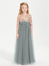 Robe Étincelante de Demoiselle d'Honneur Junior Top en Paillettes Gris Acier