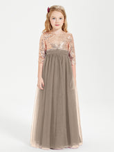 Robe Étincelante de Demoiselle d'Honneur Junior Top en Paillettes Taupe