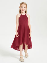 Junior Robes de Demoiselle d'Honneur Longueur de Mollet avec Jupe Asymétrique Bordeaux