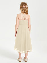 Junior Robes de Demoiselle d'Honneur Longueur de Mollet avec Jupe Asymétrique Champagne