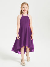 Junior Robes de Demoiselle d'Honneur Longueur de Mollet avec Jupe Asymétrique Raisin