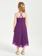 Junior Robes de Demoiselle d'Honneur Longueur de Mollet avec Jupe Asymétrique Raisin
