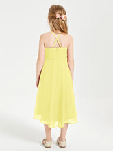 Junior Robes de Demoiselle d'Honneur Longueur de Mollet avec Jupe Asymétrique Citron