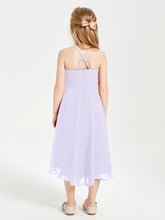 Junior Robes de Demoiselle d'Honneur Longueur de Mollet avec Jupe Asymétrique Lilas