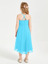 Junior Robes de Demoiselle d'Honneur Longueur de Mollet avec Jupe Asymétrique Piscine