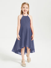 Junior Robes de Demoiselle d'Honneur Longueur de Mollet avec Jupe Asymétrique Orageux
