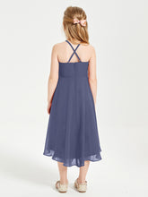 Junior Robes de Demoiselle d'Honneur Longueur de Mollet avec Jupe Asymétrique Orageux