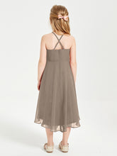 Junior Robes de Demoiselle d'Honneur Longueur de Mollet avec Jupe Asymétrique Taupe