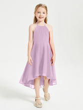 Junior Robes de Demoiselle d'Honneur Longueur de Mollet avec Jupe Asymétrique Glycine