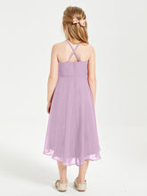 Junior Robes de Demoiselle d'Honneur Longueur de Mollet avec Jupe Asymétrique Glycine