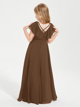 Robe de Demoiselle d'Honneur Junior en Mousseline Délicate Brun