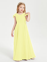 Robe de Demoiselle d'Honneur Junior en Mousseline Délicate Jonquille