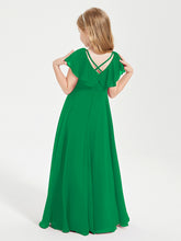 Robe de Demoiselle d'Honneur Junior en Mousseline Délicate Emeraude