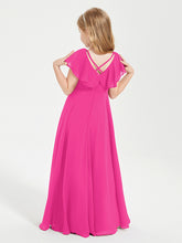 Robe de Demoiselle d'Honneur Junior en Mousseline Délicate Fuchsia