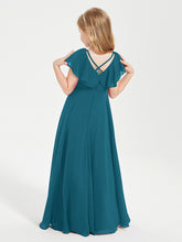 Robe de Demoiselle d'Honneur Junior en Mousseline Délicate Bleu Encre