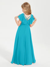 Robe de Demoiselle d'Honneur Junior en Mousseline Délicate Jade