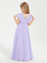 Robe de Demoiselle d'Honneur Junior en Mousseline Délicate Lilas