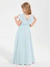 Robe de Demoiselle d'Honneur Junior en Mousseline Délicate Brume