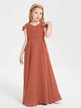 Robe de Demoiselle d'Honneur Junior en Mousseline Délicate Rouille