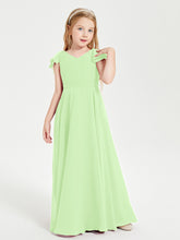 Robe de Demoiselle d'Honneur Junior en Mousseline Délicate Sauge