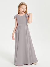 Robe de Demoiselle d'Honneur Junior en Mousseline Délicate Argent