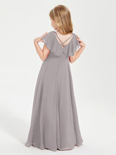 Robe de Demoiselle d'Honneur Junior en Mousseline Délicate Argent