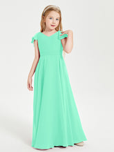 Robe de Demoiselle d'Honneur Junior en Mousseline Délicate Turquoise