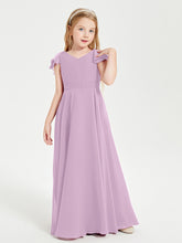 Robe de Demoiselle d'Honneur Junior en Mousseline Délicate Glycine