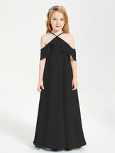 Robes de Demoiselle d'Honneur Junior Longues à Hors de l'Épaule Noir