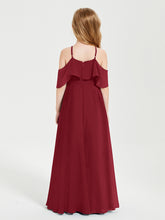 Robes de Demoiselle d'Honneur Junior Longues à Hors de l'Épaule Bordeaux