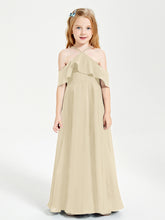 Robes de Demoiselle d'Honneur Junior Longues à Hors de l'Épaule Champagne
