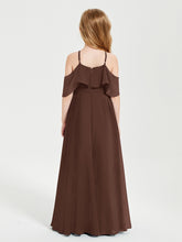 Robes de Demoiselle d'Honneur Junior Longues à Hors de l'Épaule Chocolat