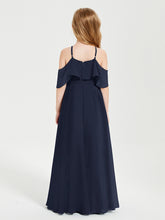 Robes de Demoiselle d'Honneur Junior Longues à Hors de l'Épaule Bleu Marine