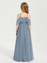 Robes de Demoiselle d'Honneur Junior Longues à Hors de l'Épaule Bleu Poudré