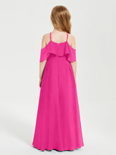 Robes de Demoiselle d'Honneur Junior Longues à Hors de l'Épaule Fuchsia